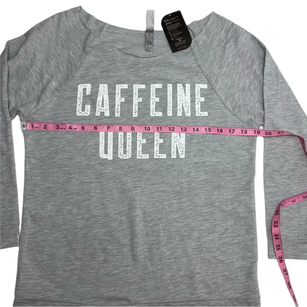 NWT Thread Tank Designs Gray Graphic Long Sleeve Sweatshirt Caffeine Queen print - Picture 7 of 8